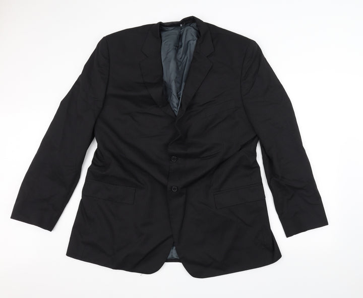 Preworn Mens Black Striped  Jacket Suit Jacket Size 38