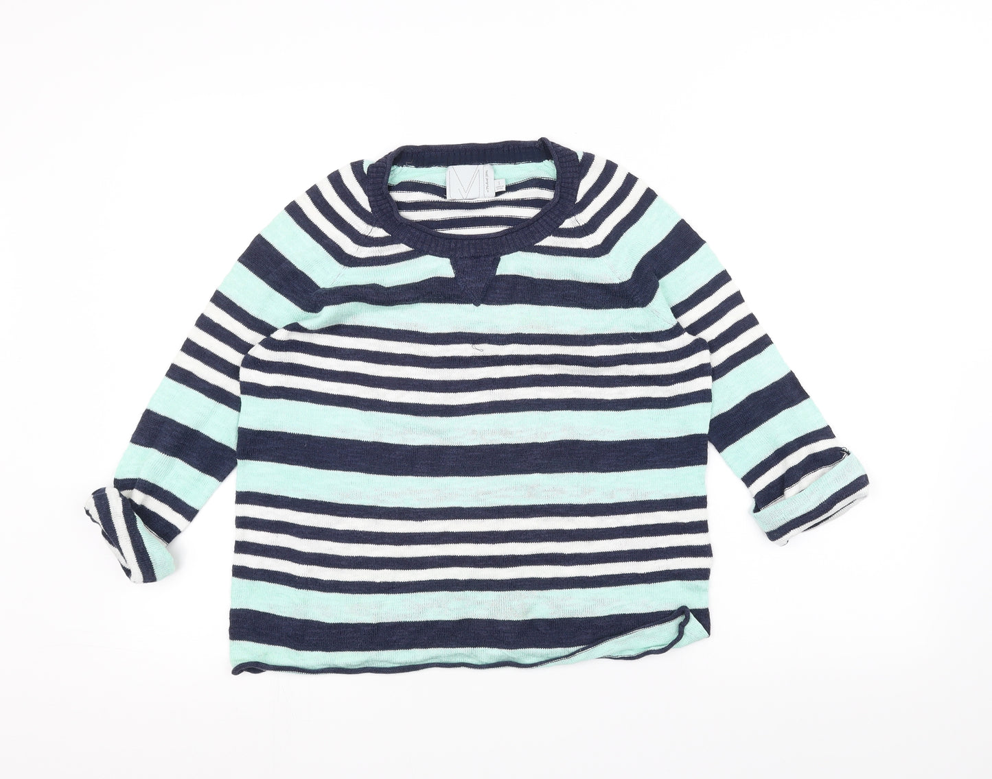 Preworn Womens Green Striped  Pullover Jumper Size S