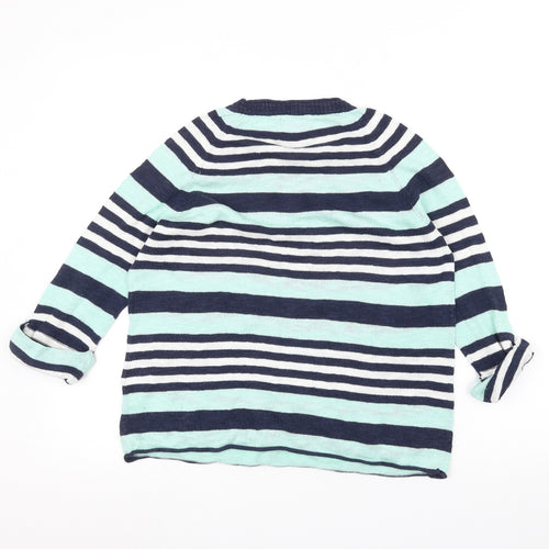 Preworn Womens Green Striped  Pullover Jumper Size S