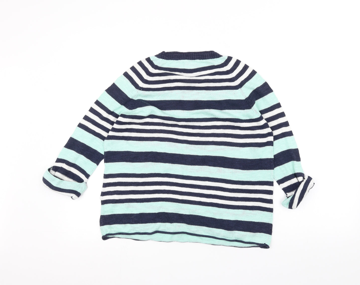 Preworn Womens Green Striped  Pullover Jumper Size S