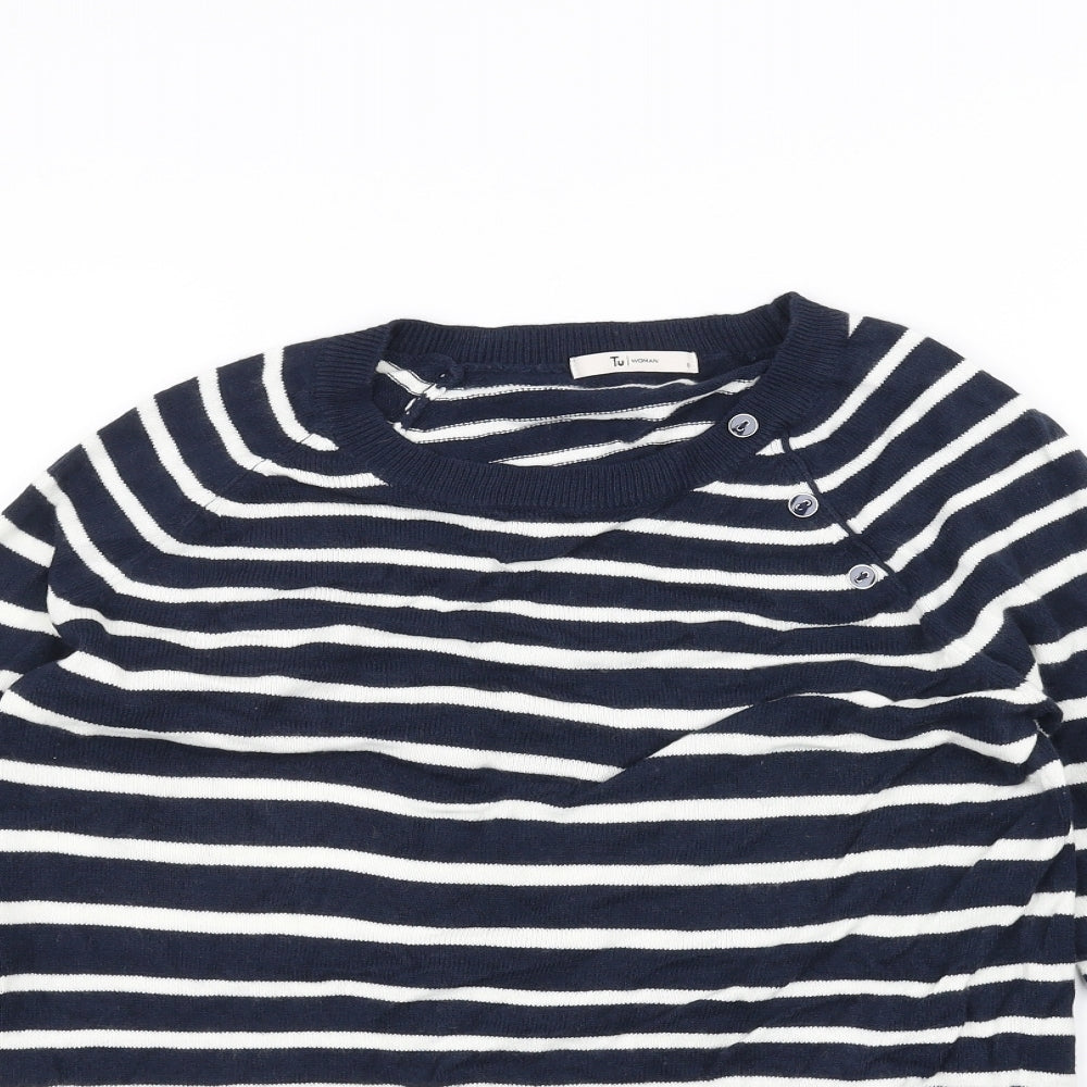 TU Womens Blue Striped  Pullover Jumper Size 8