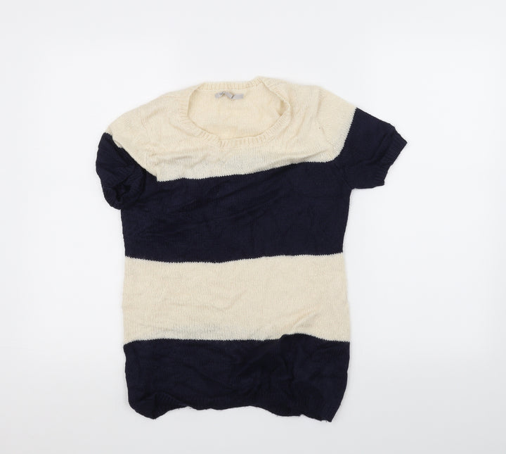 Gap Womens White Striped Knit Pullover Jumper Size S