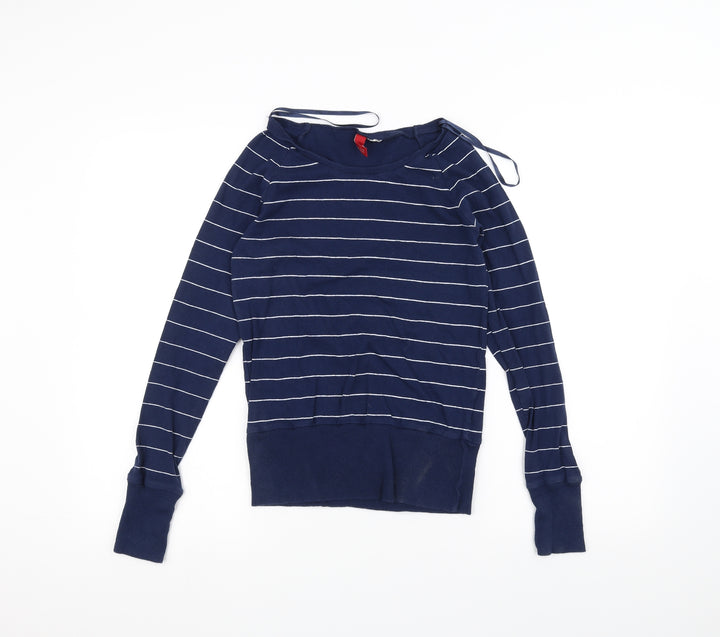 H&M Womens Blue Striped Pullover Jumper Size 10