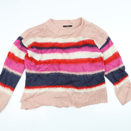 George Womens Pink Striped Knit Pullover Jumper Size 12