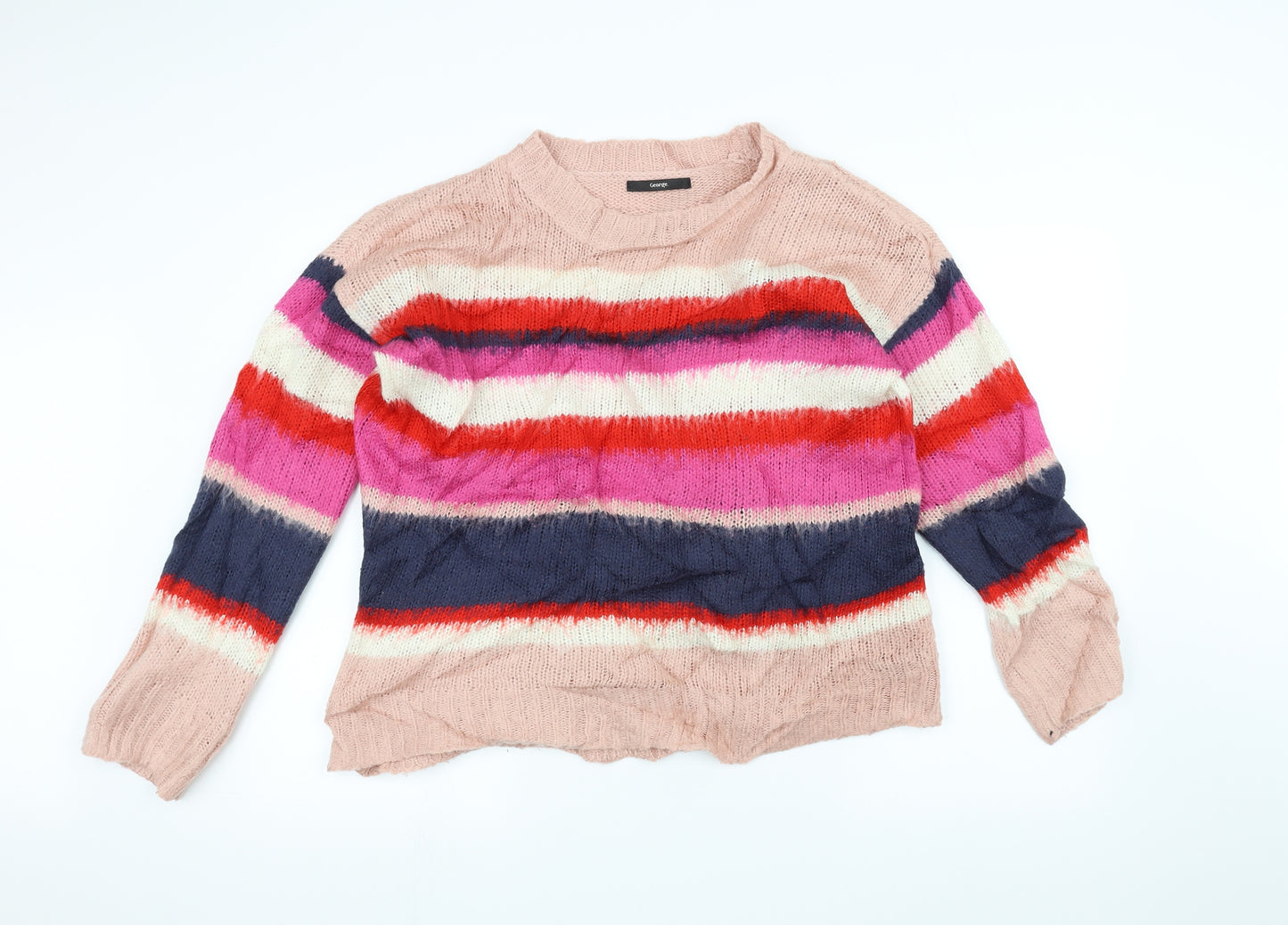 George Womens Pink Striped Knit Pullover Jumper Size 12