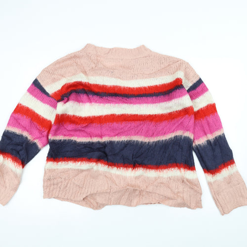 George Womens Pink Striped Knit Pullover Jumper Size 12