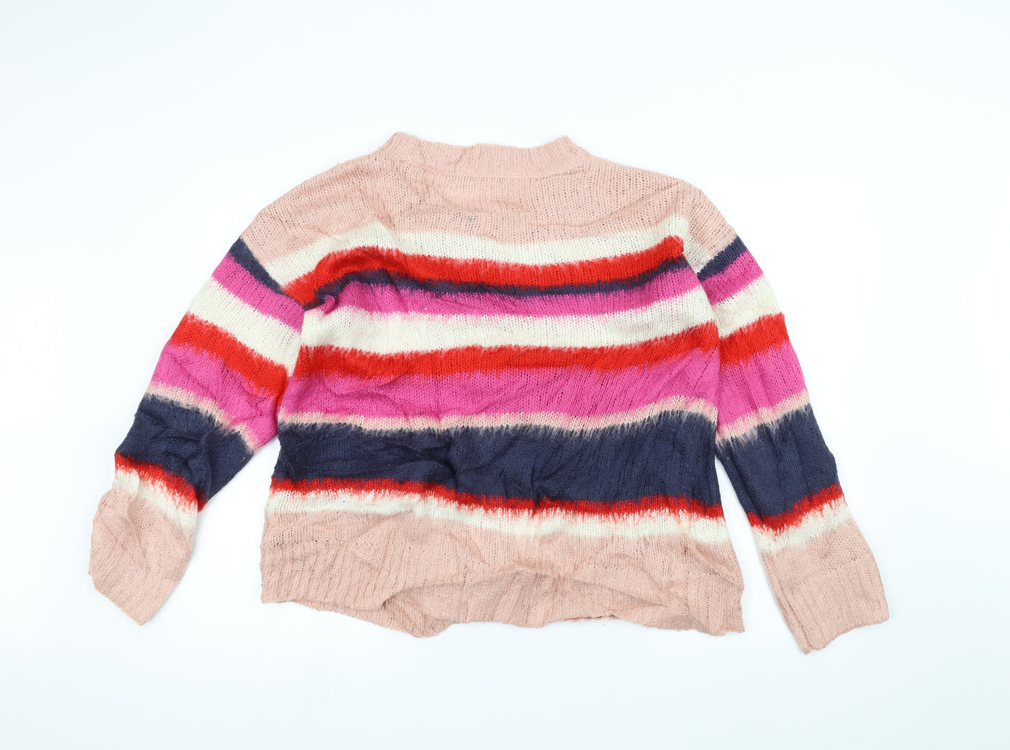 George Womens Pink Striped Knit Pullover Jumper Size 12