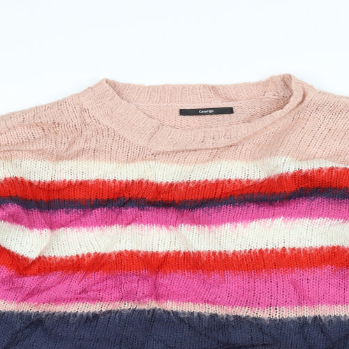 George Womens Pink Striped Knit Pullover Jumper Size 12