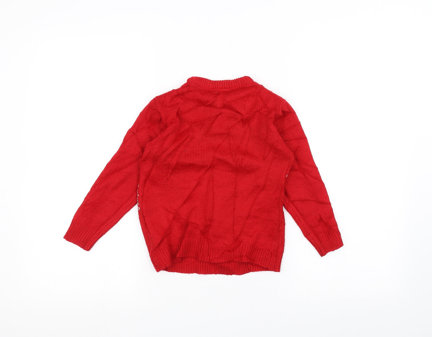 Spiderman Boys Red  Knit Pullover Jumper Size 4-5 Years  - SpiderMan