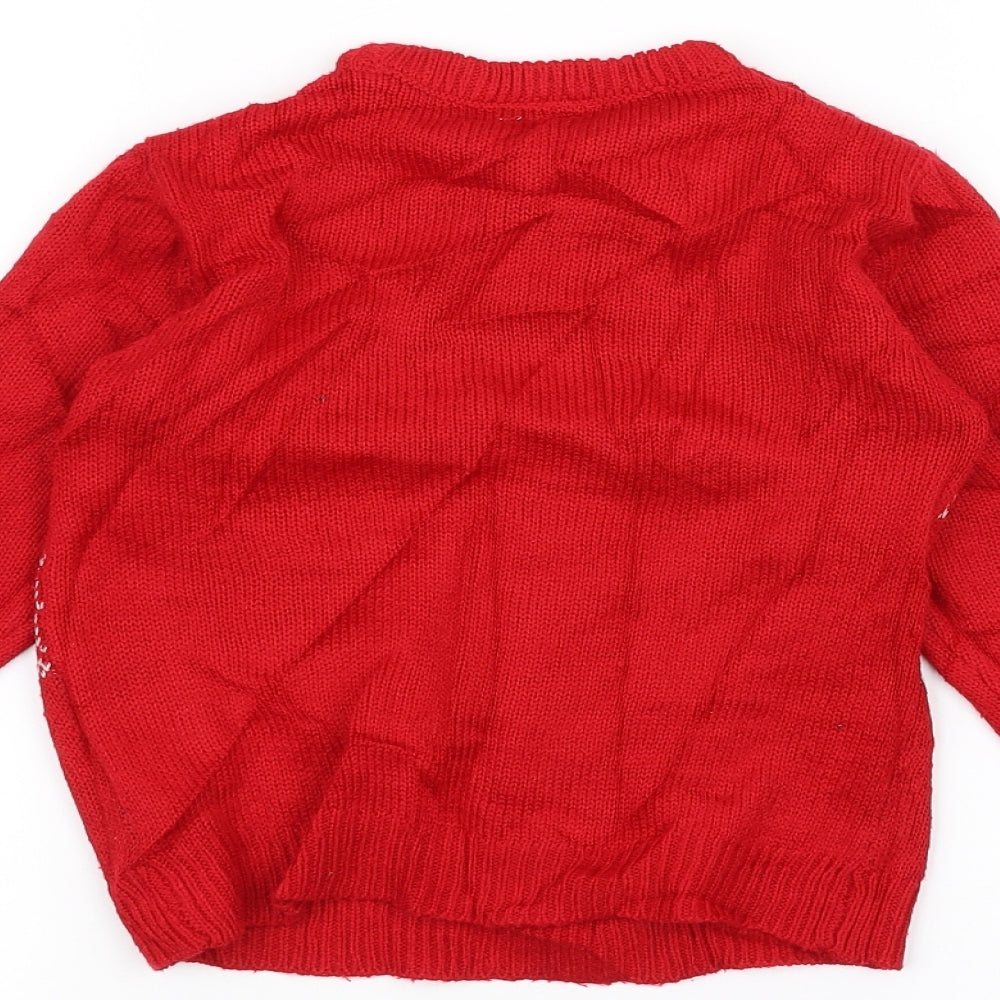 Spiderman Boys Red  Knit Pullover Jumper Size 4-5 Years  - SpiderMan