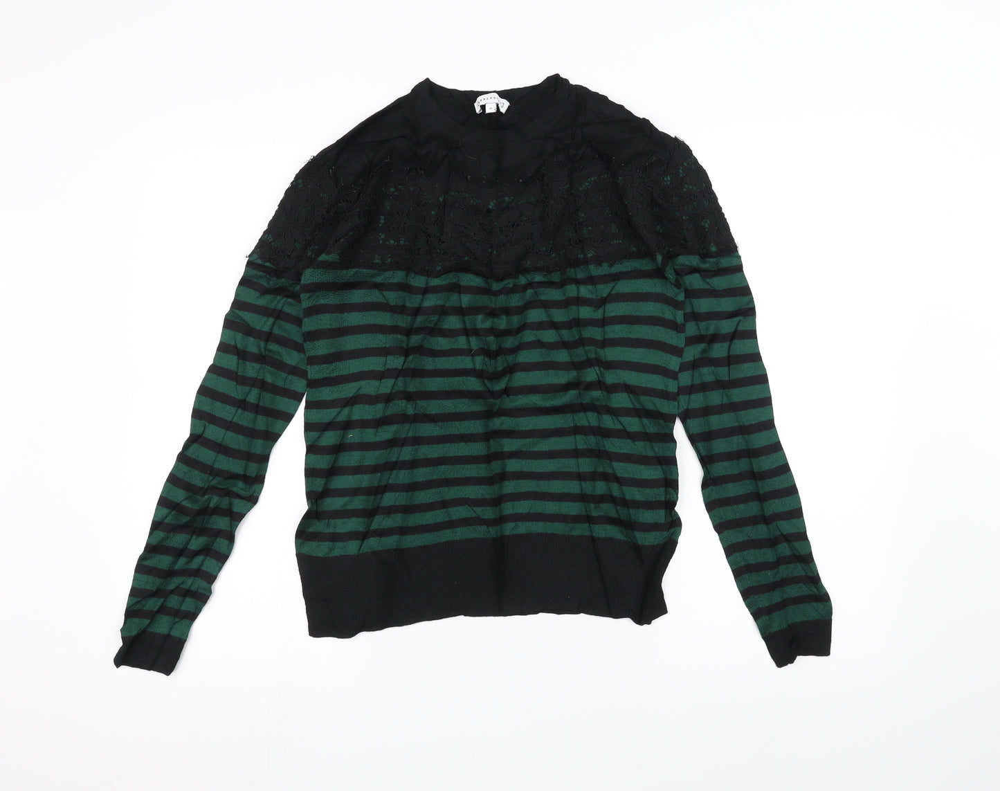 Warehouse Mens Black Striped   T-Shirt Size 13