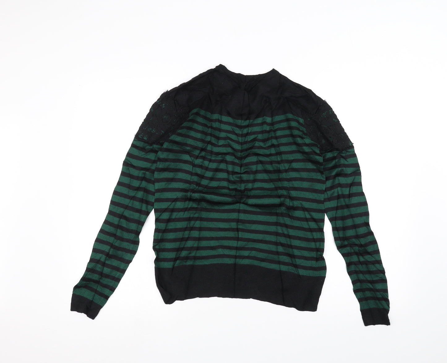 Warehouse Mens Black Striped   T-Shirt Size 13