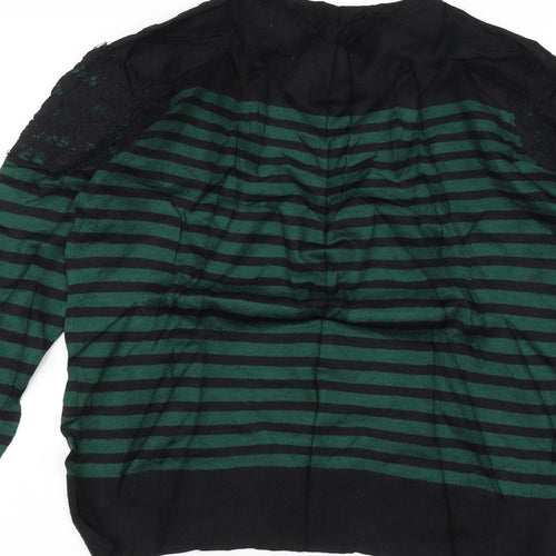 Warehouse Mens Black Striped   T-Shirt Size 13