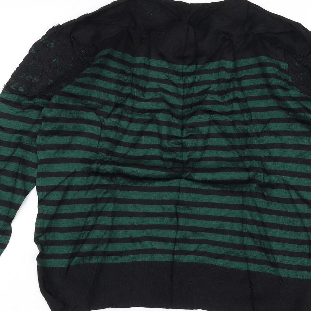 Warehouse Mens Black Striped   T-Shirt Size 13