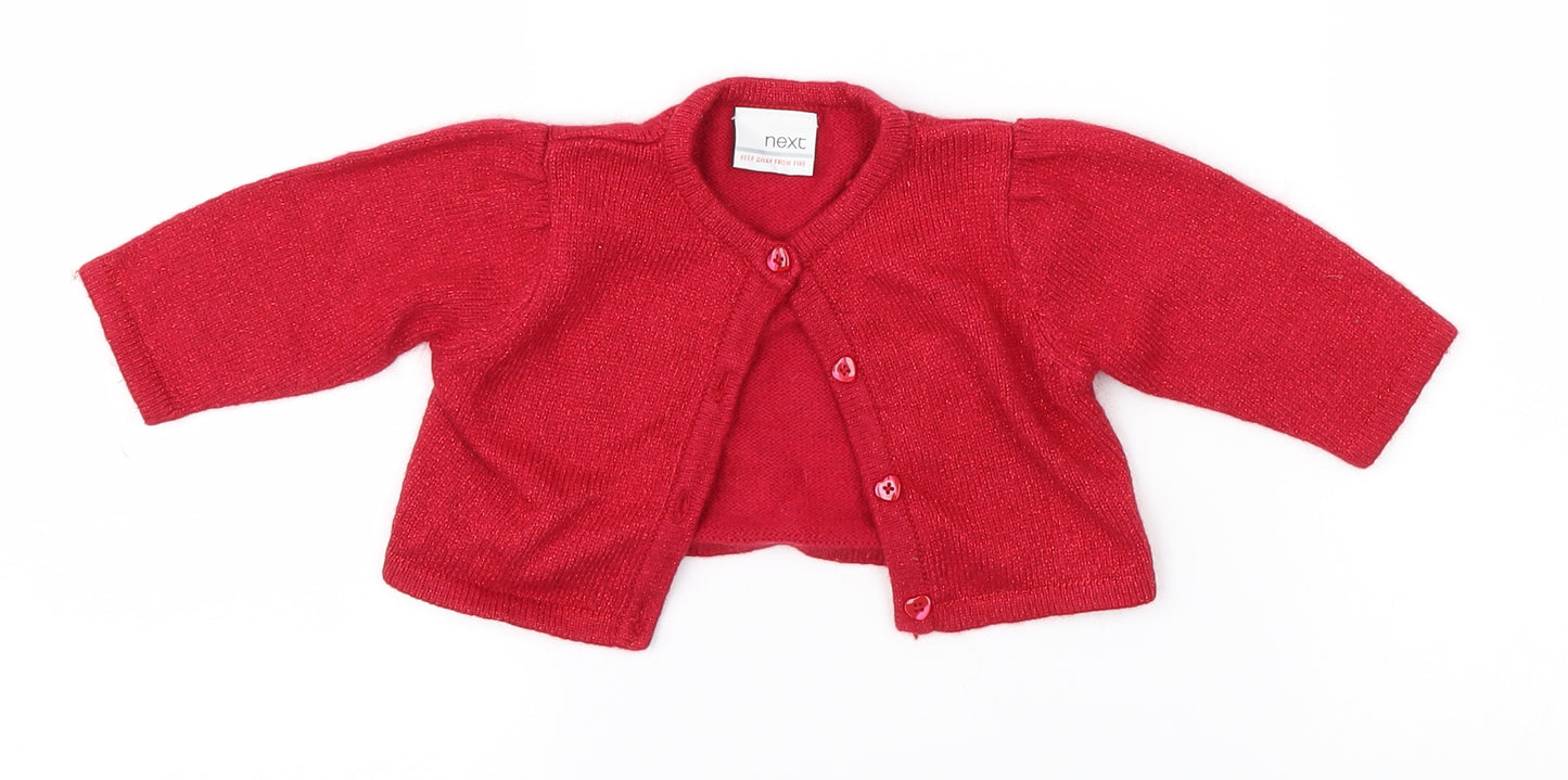 NEXT Girls Red   Shrug Jumper Size 3-6 Months