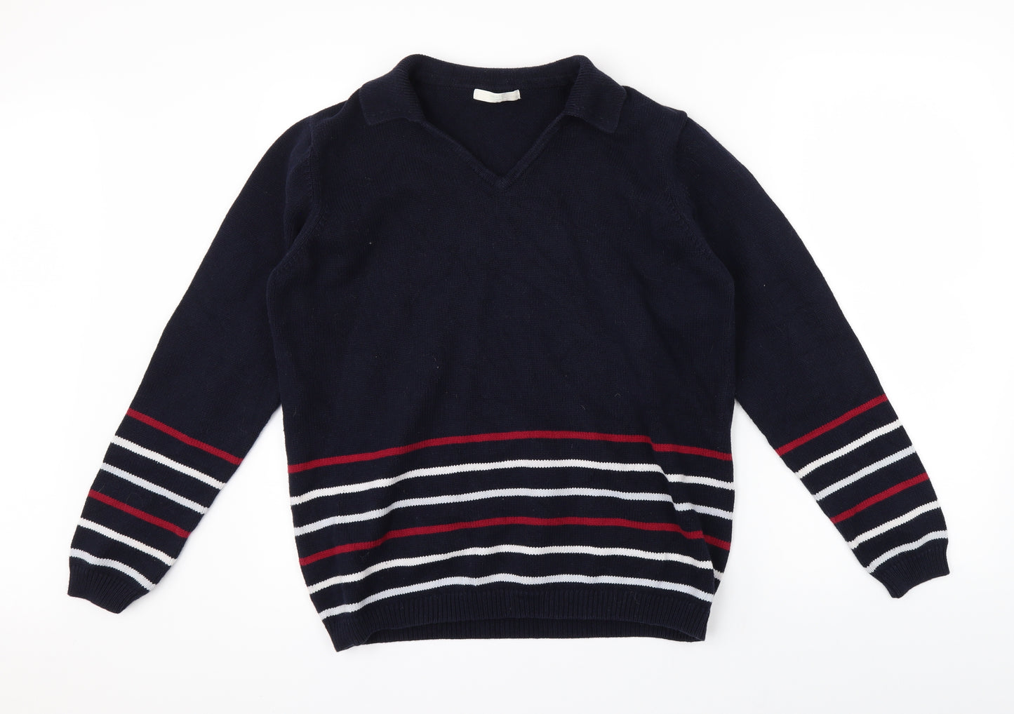 Marks & Spencer Womens Blue Striped  Pullover Jumper Size 16