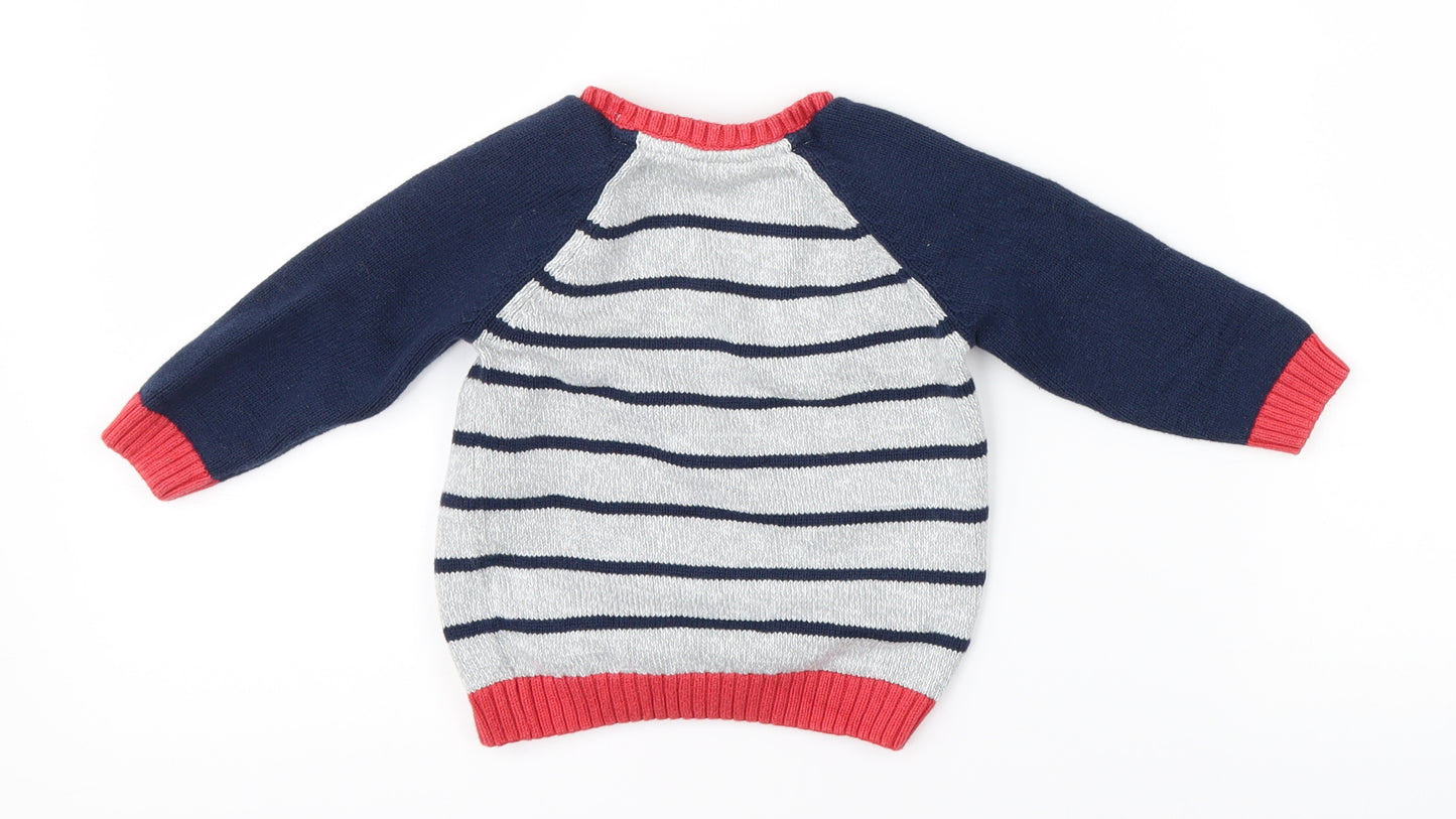 F&F Baby Grey Striped  Pullover Jumper Size 6-9 Months