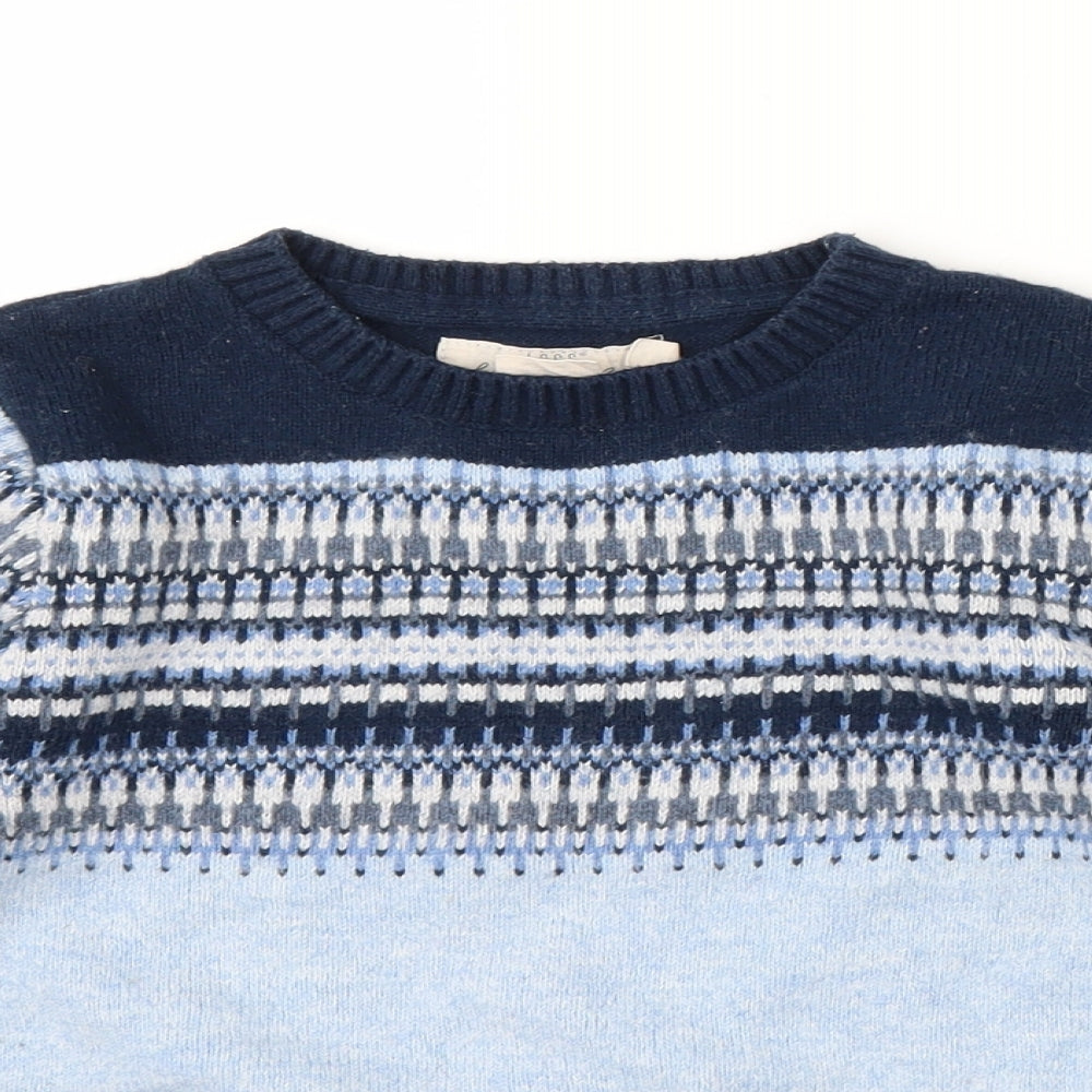 Label of Graded Goods Boys Blue Fair Isle Knit Pullover Jumper Size 4-5 Years