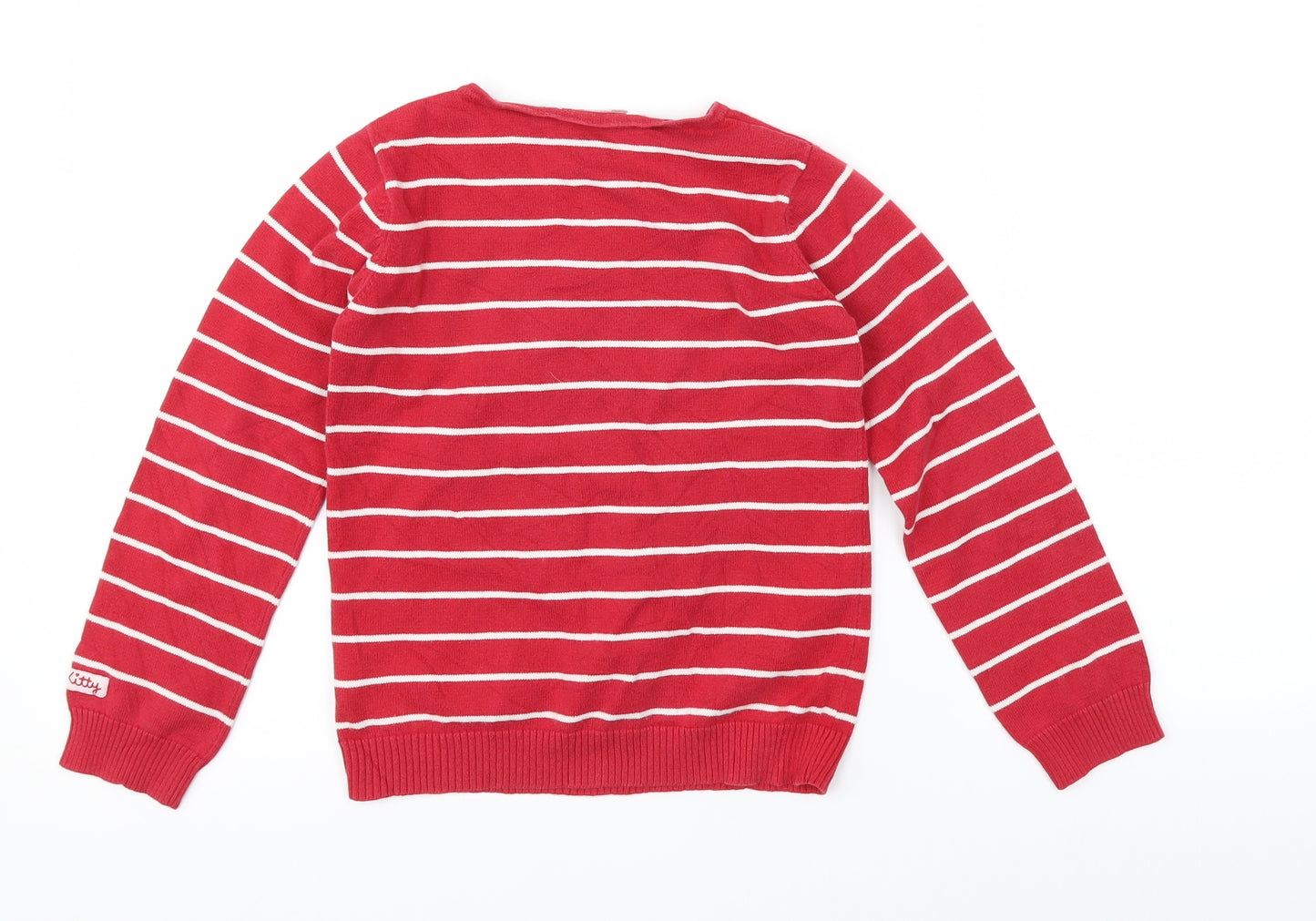 H&M Girls Red Striped  Pullover Jumper Size 6-7 Years  - Hello Kitty