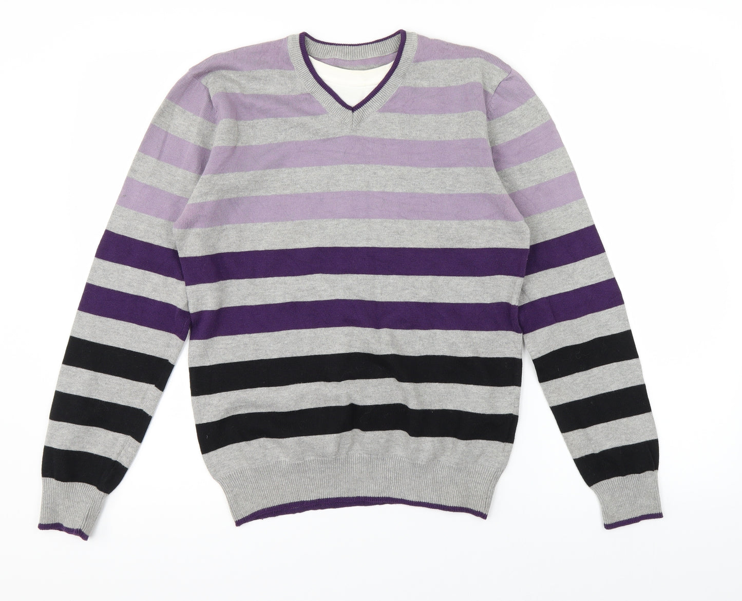 Matalan Boys Purple Striped  Pullover Jumper Size 12-13 Years