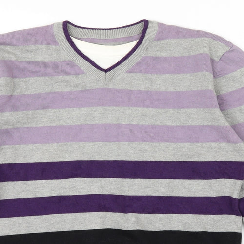 Matalan Boys Purple Striped  Pullover Jumper Size 12-13 Years