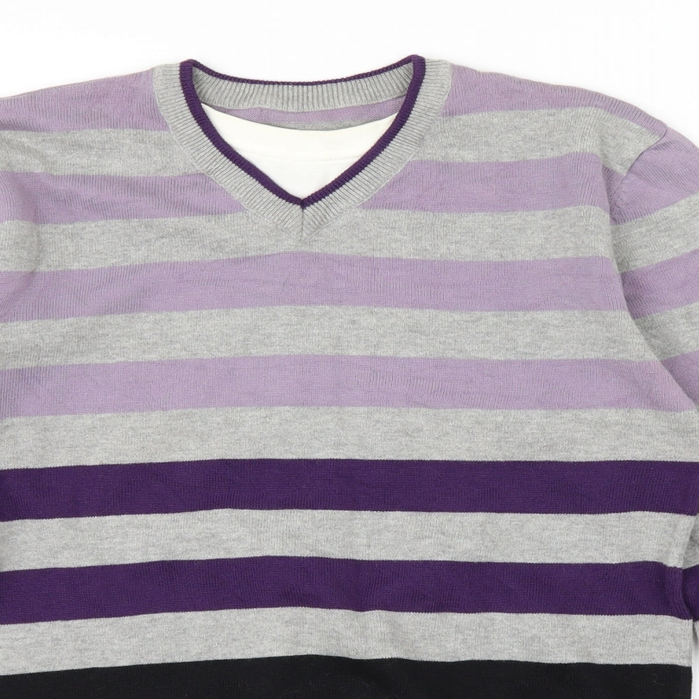 Matalan Boys Purple Striped  Pullover Jumper Size 12-13 Years