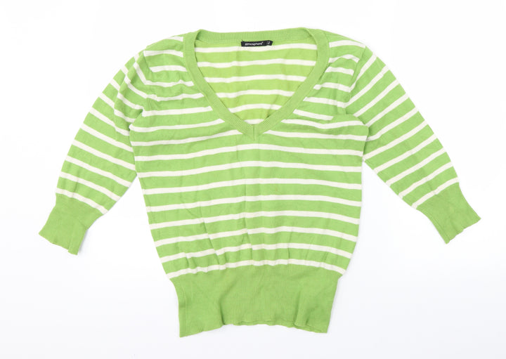Atmosphere Girls Green Striped  Pullover Jumper Size 12-13 Years