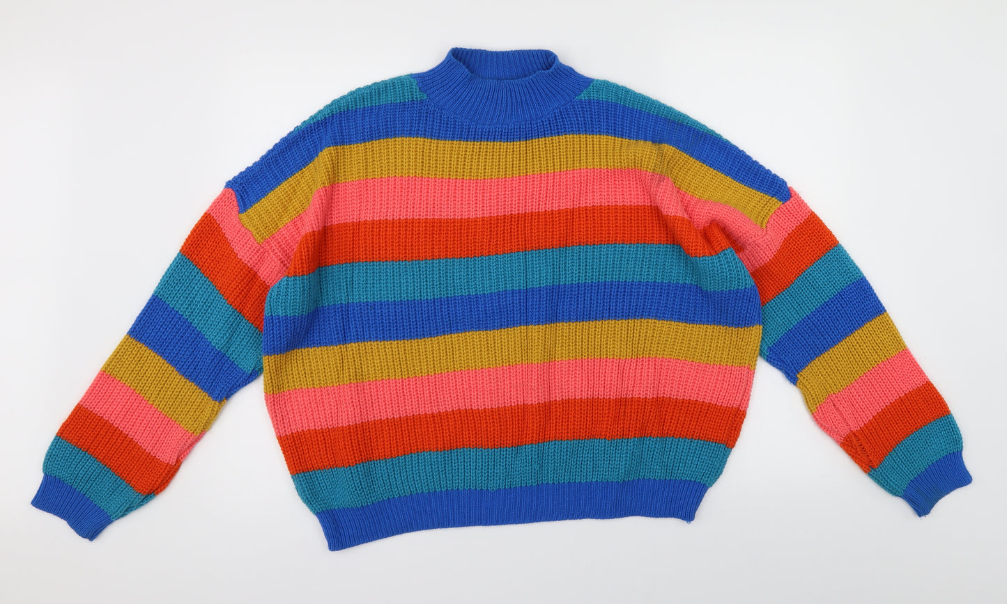 Missguided Womens Multicoloured Striped Knit Pullover Jumper Size 10