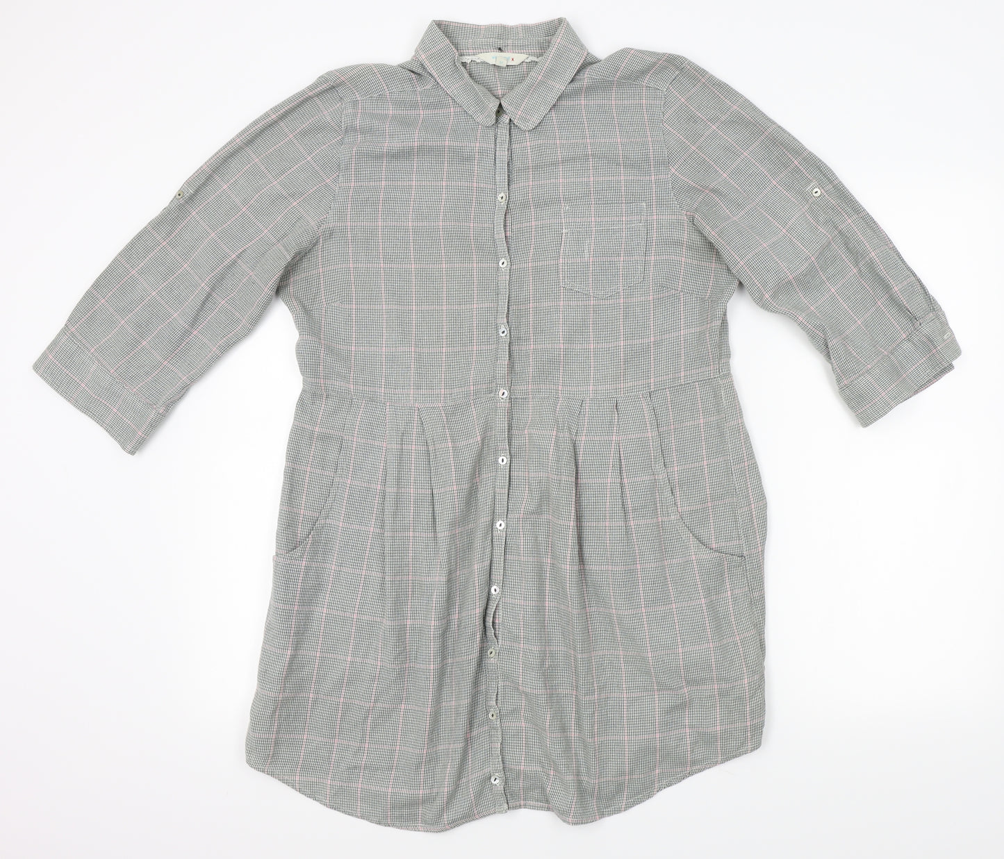 White Stuff Womens Green Plaid  Shirt Dress  Size 14