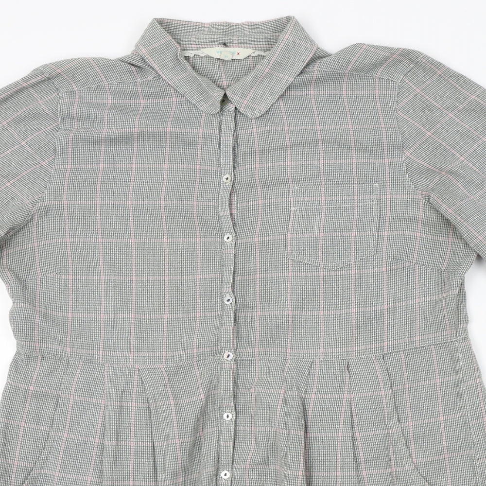 White Stuff Womens Green Plaid  Shirt Dress  Size 14