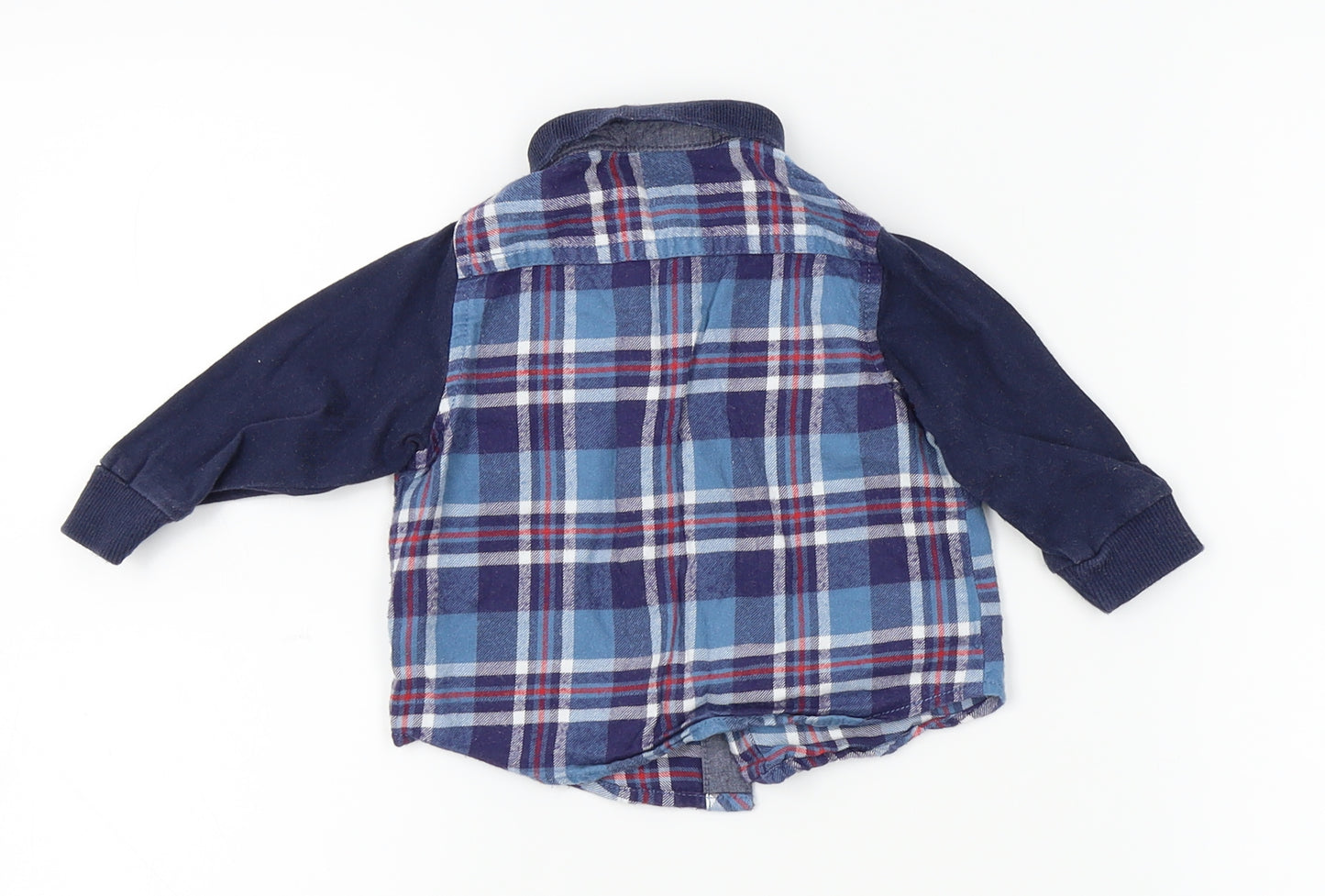 Matalan Boys Blue Plaid  Basic Dress Shirt Size 3-6 Months
