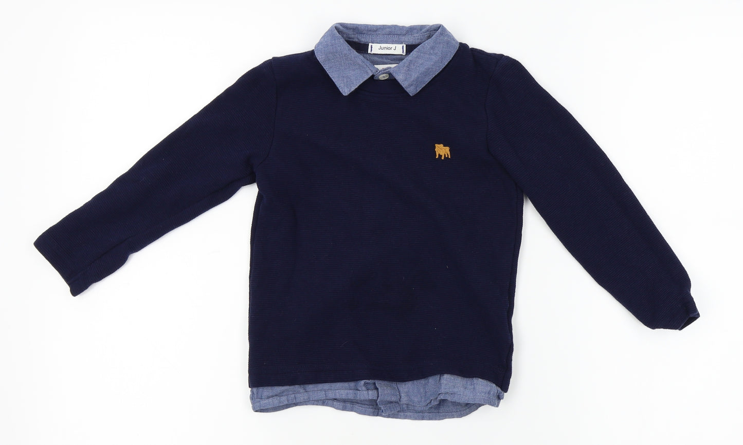 junior Boys Blue  Knit Pullover Jumper Size 4-5 Years