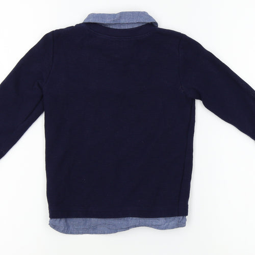 junior Boys Blue  Knit Pullover Jumper Size 4-5 Years