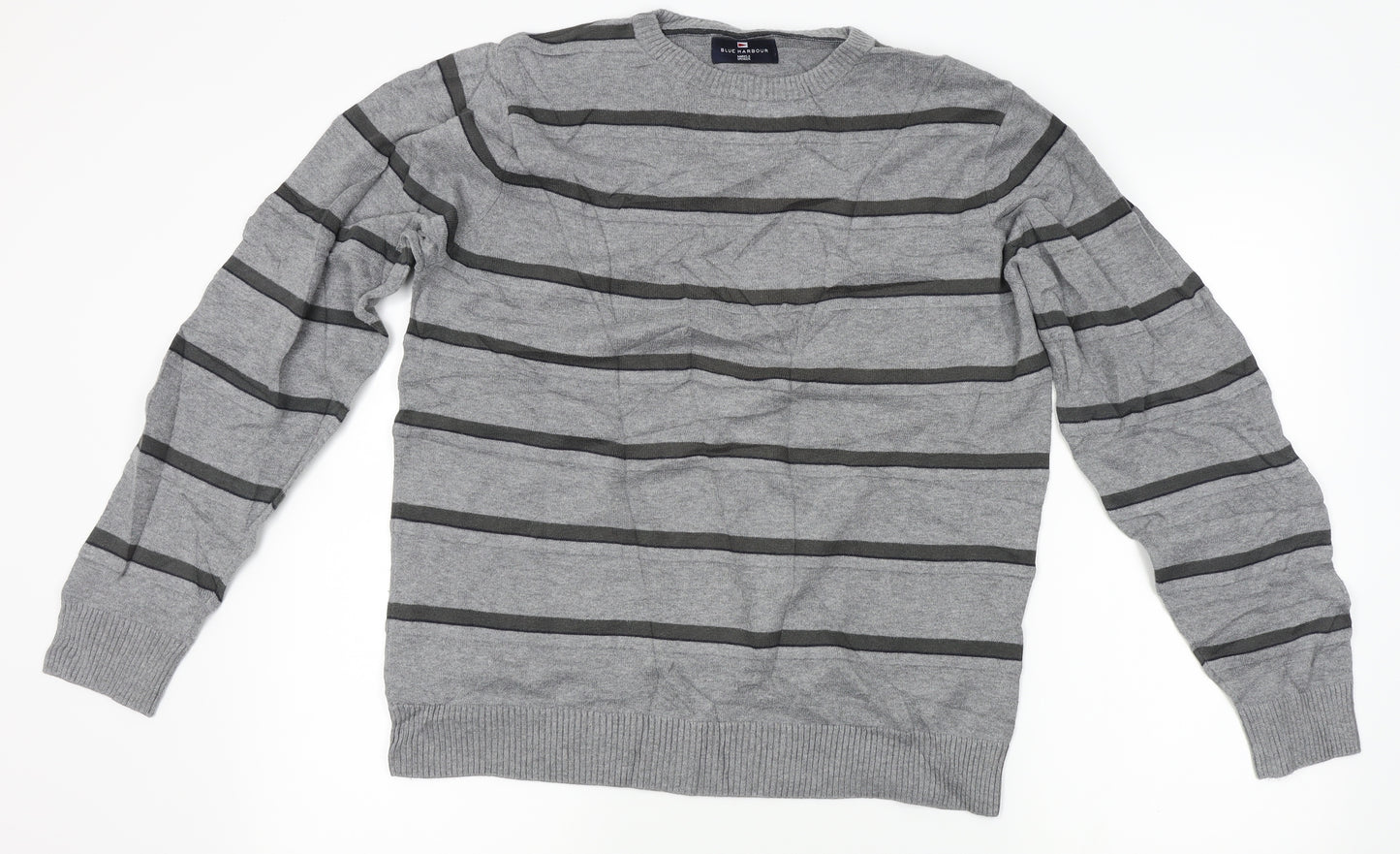 Blue Harbour Mens Gold Striped  Pullover Jumper Size M