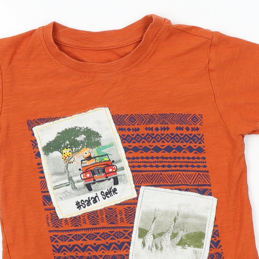 maalan Boys Orange Fair Isle  Basic T-Shirt Size 4-5 Years  - Animal, Zoo, Safari