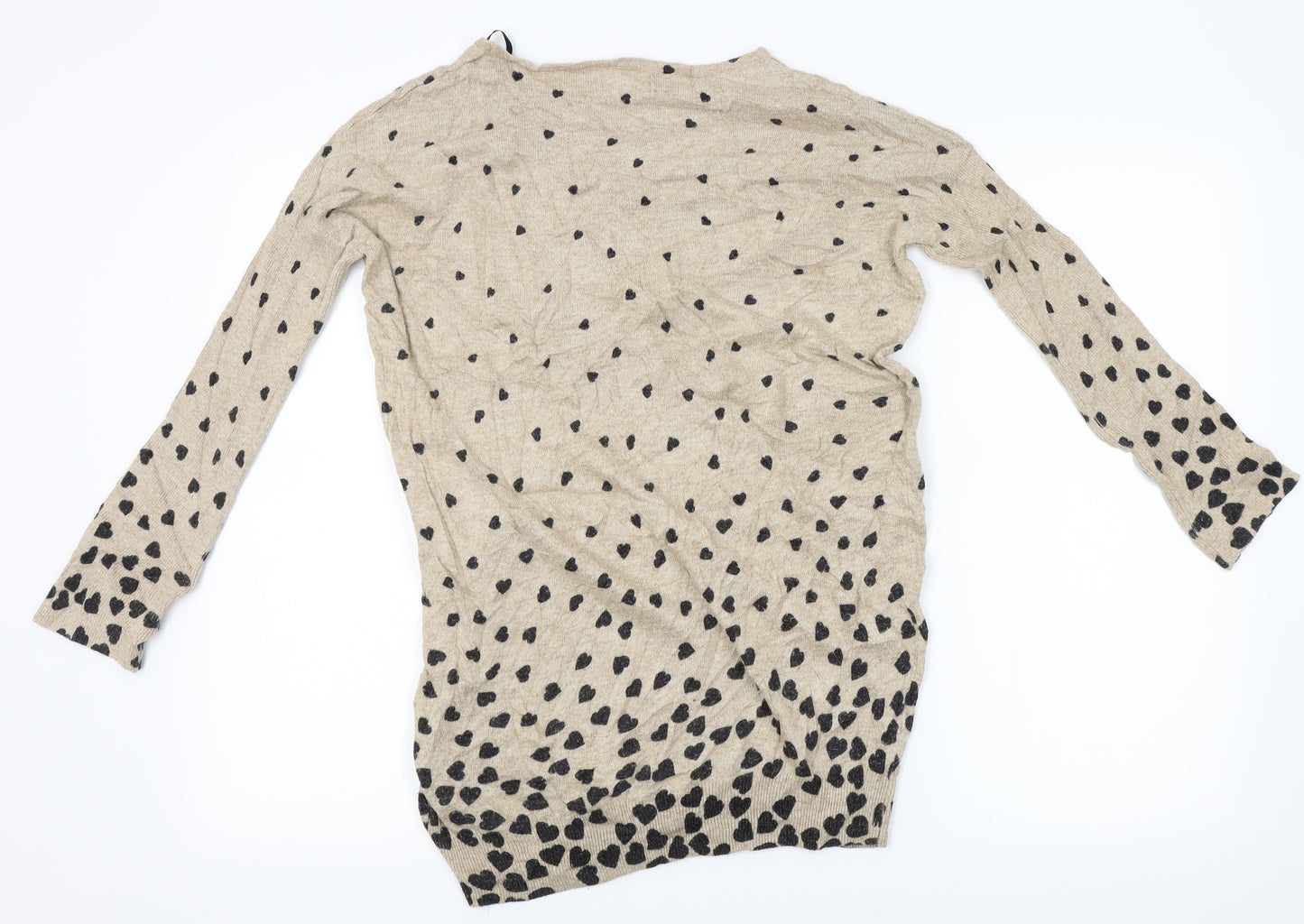 New Look Womens Beige Polka Dot Knit Pullover Jumper Size 12