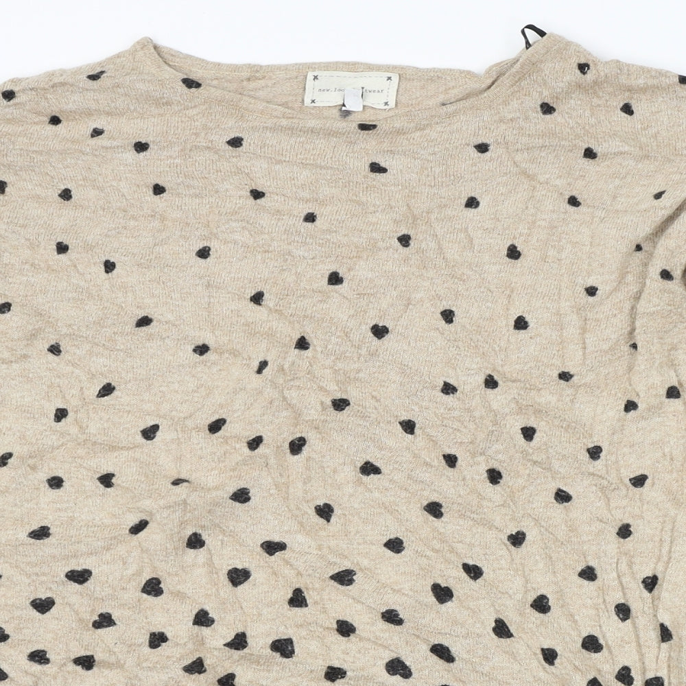 New Look Womens Beige Polka Dot Knit Pullover Jumper Size 12
