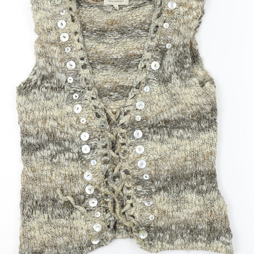 Rocha John Rocha Womens Beige  Knit Vest Jumper Size 12