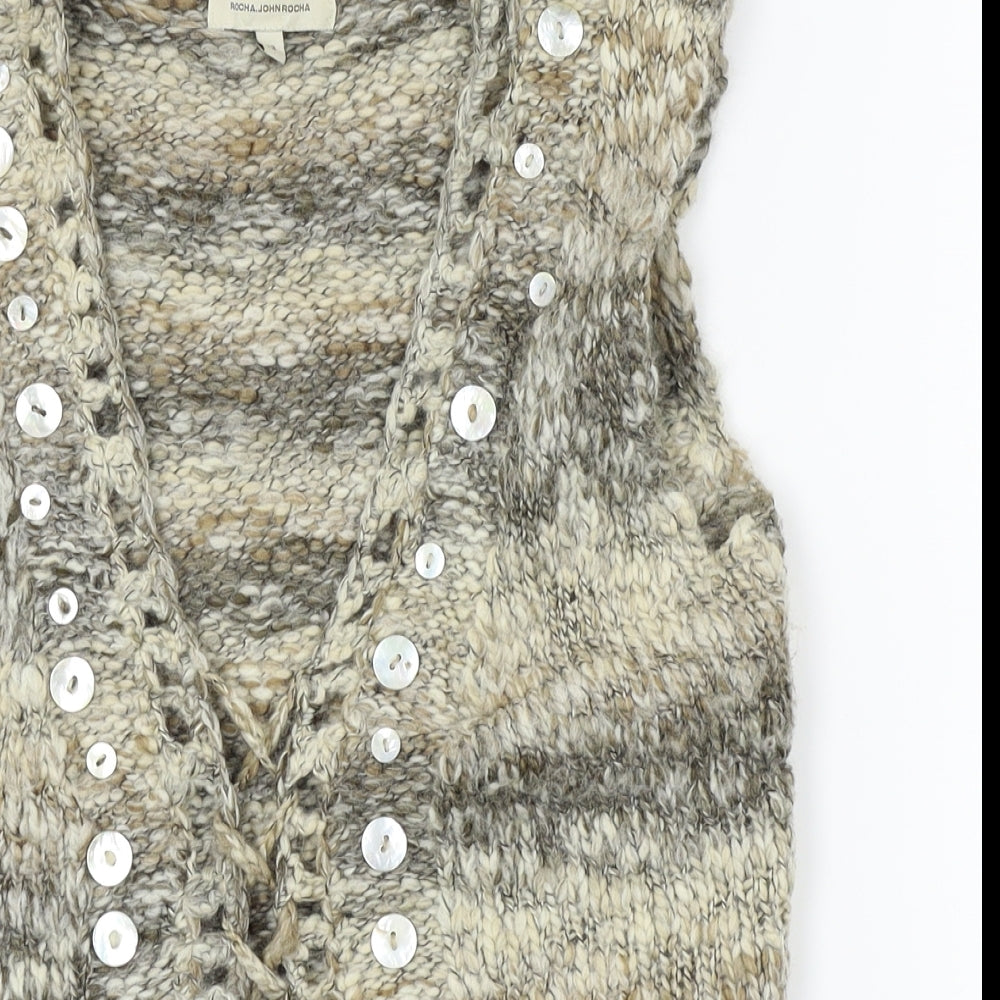 Rocha John Rocha Womens Beige  Knit Vest Jumper Size 12