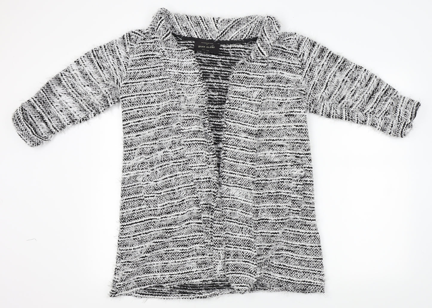 River Island Womens White Striped  Cardigan Jumper Size 12