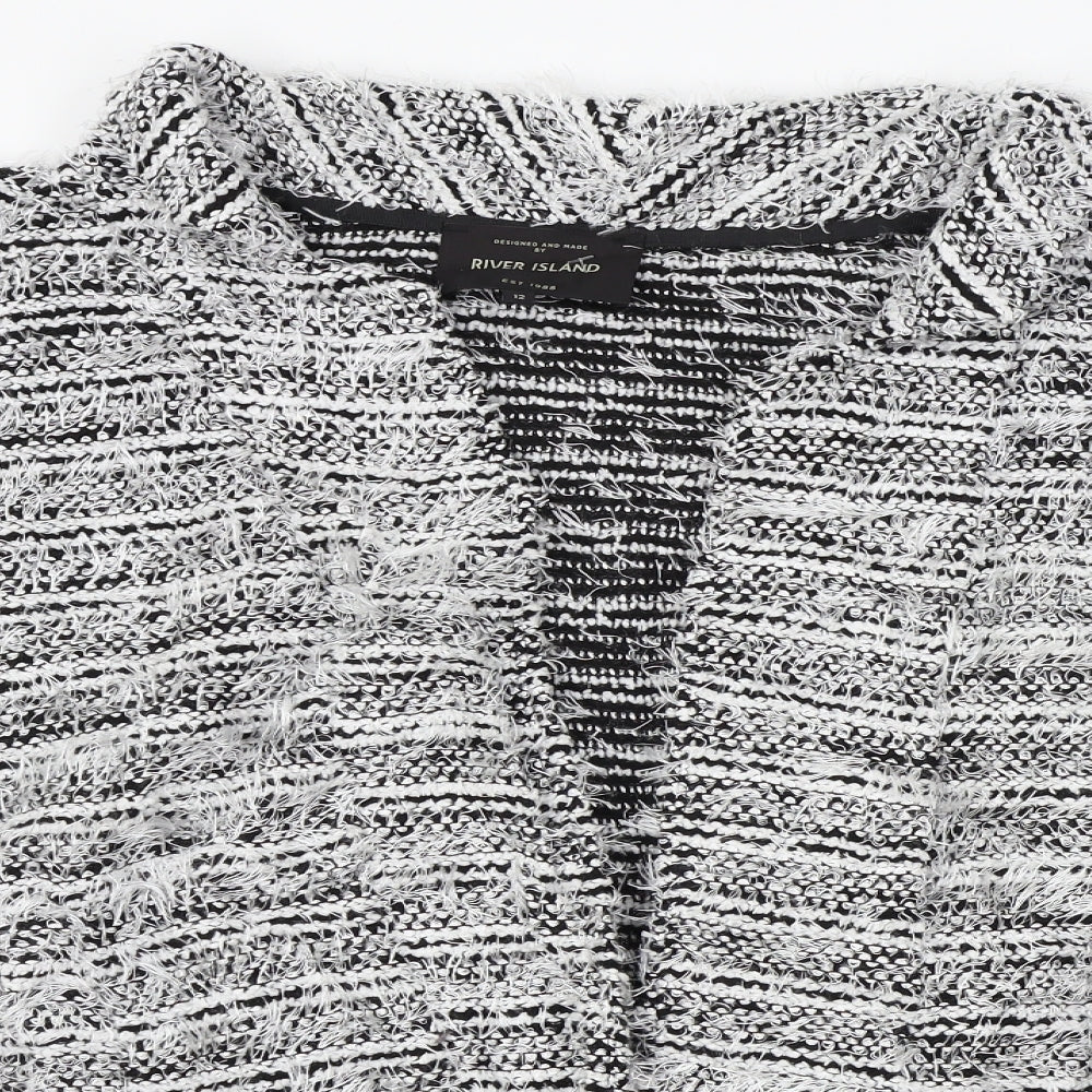 River Island Womens White Striped  Cardigan Jumper Size 12