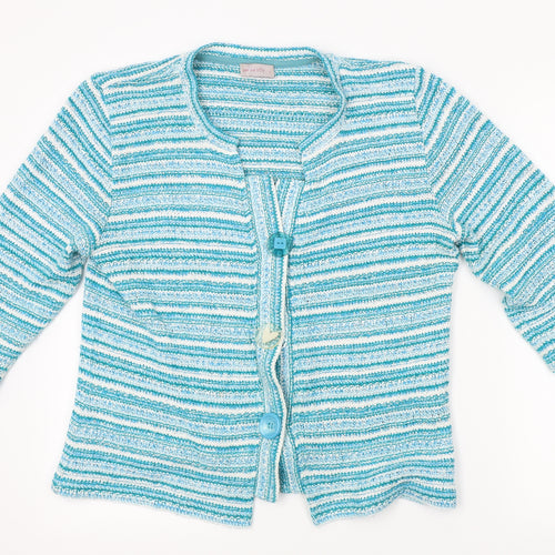 Per Una Womens Blue Striped Knit Cardigan Jumper Size L
