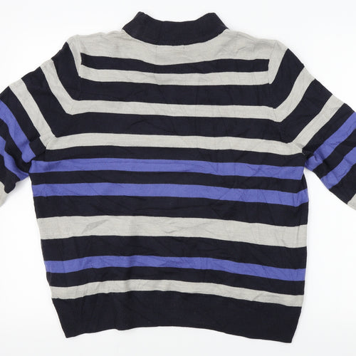 M&S Womens Grey Striped Knit Pullover Jumper Size 18
