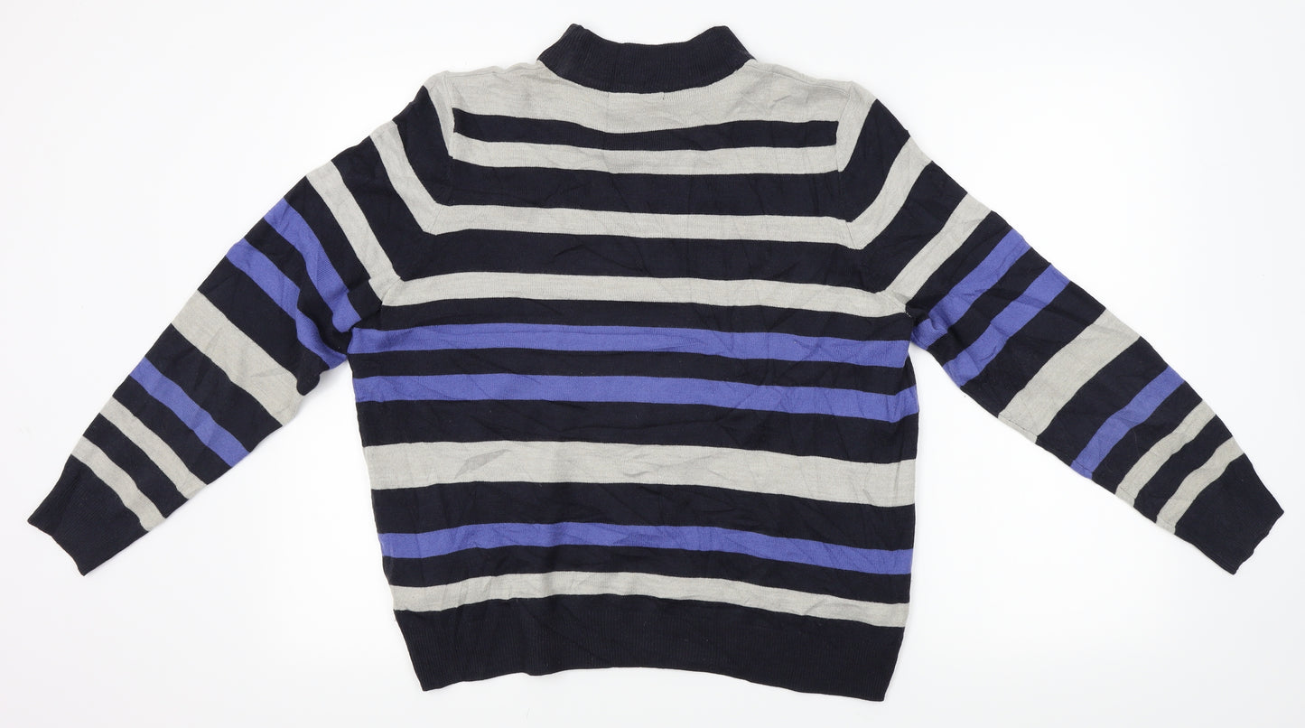 M&S Womens Grey Striped Knit Pullover Jumper Size 18