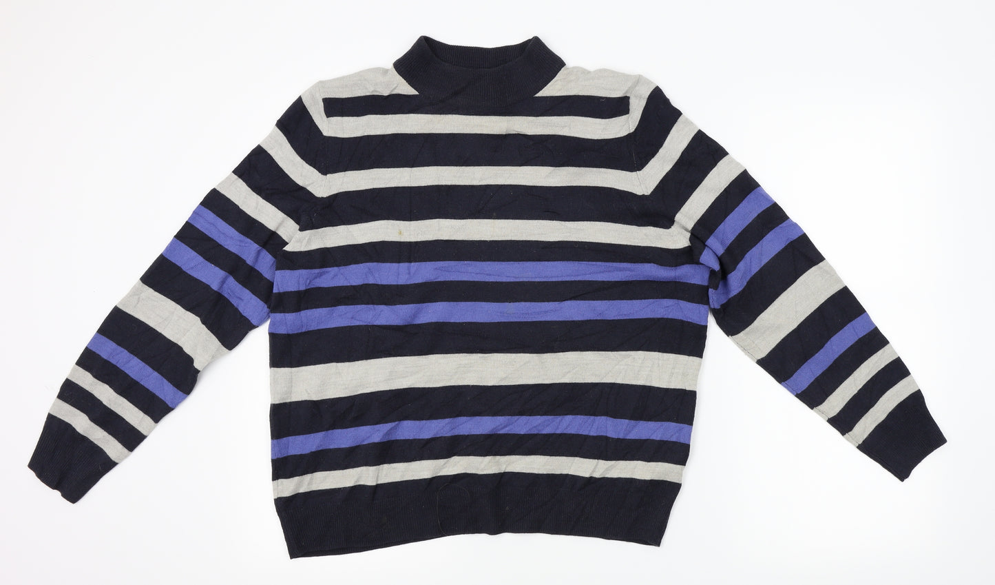 M&S Womens Grey Striped Knit Pullover Jumper Size 18