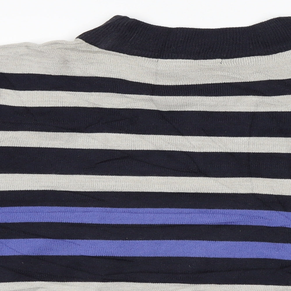 M&S Womens Grey Striped Knit Pullover Jumper Size 18