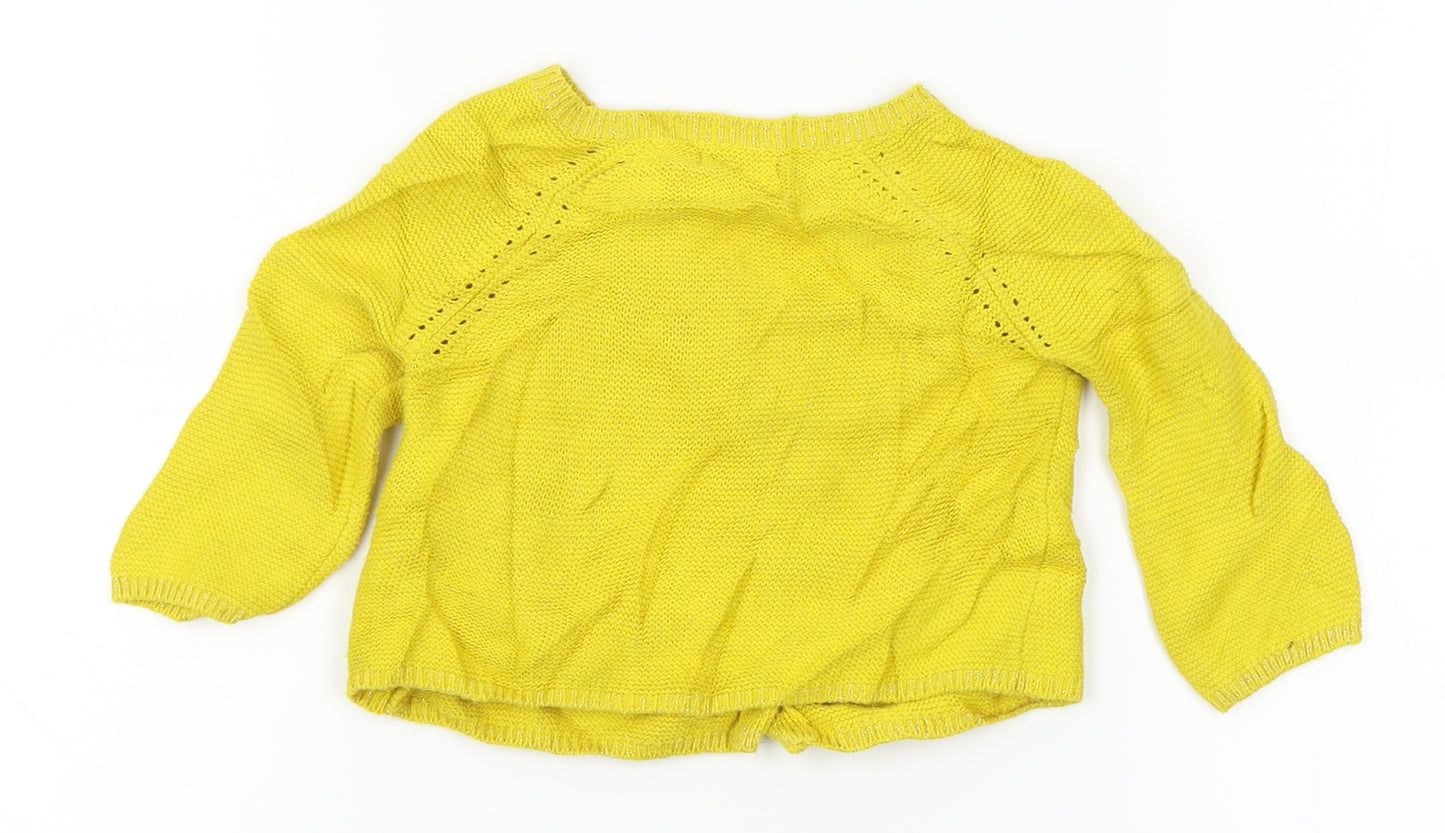 Sergent Major Girls Yellow Floral Knit Cardigan Jumper Size 6-9 Months