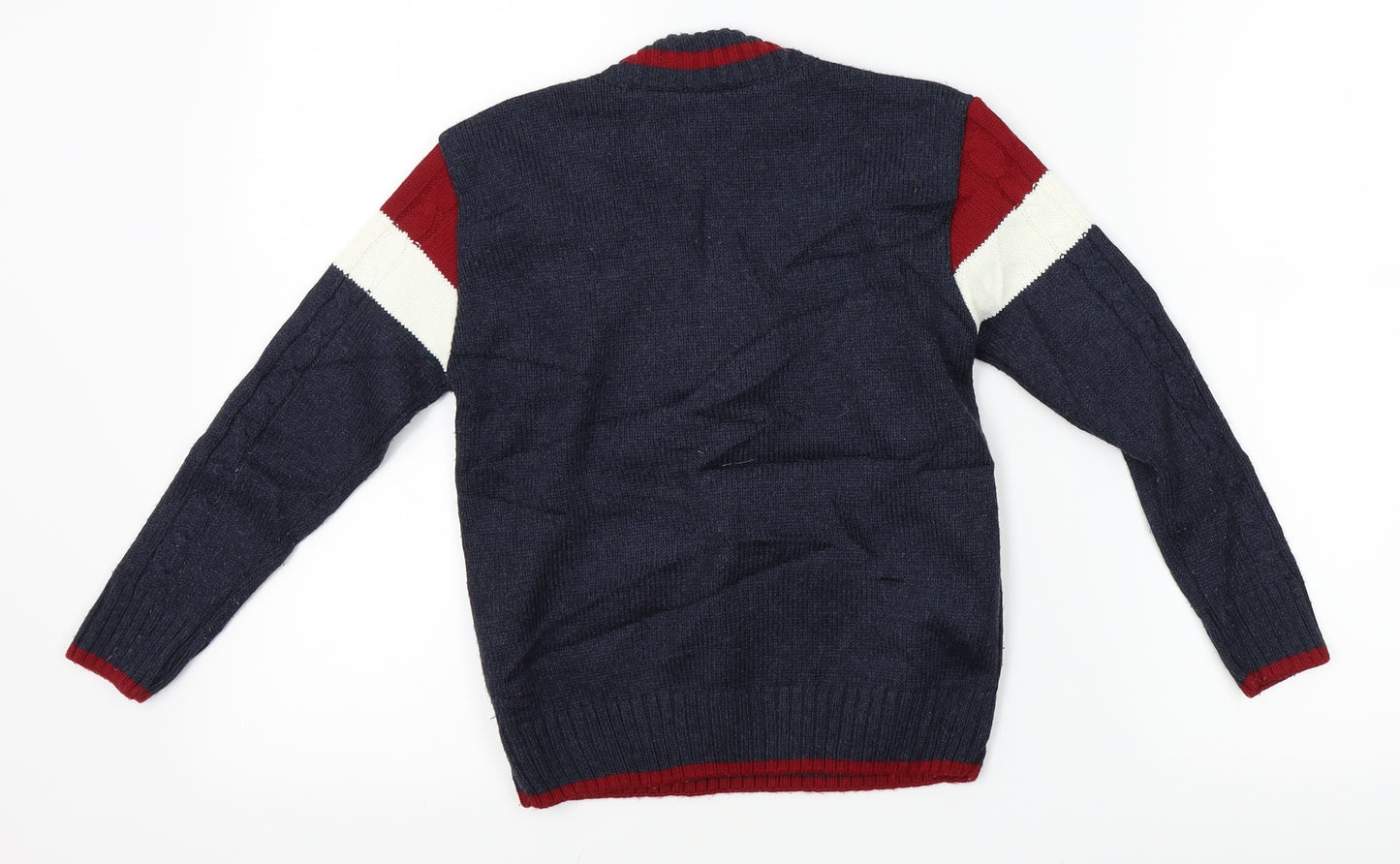 mini kids Boys Blue Striped Knit Pullover Jumper Size 7-8 Years