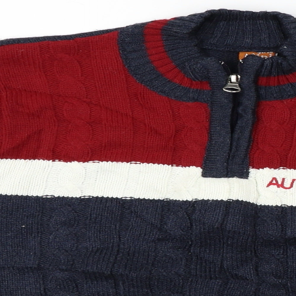 mini kids Boys Blue Striped Knit Pullover Jumper Size 7-8 Years