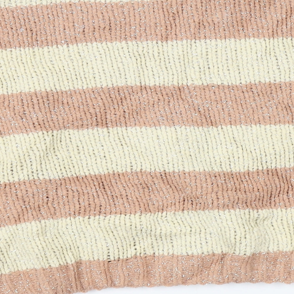 Primark Girls Beige Striped Knit Pullover Jumper Size 7-8 Years